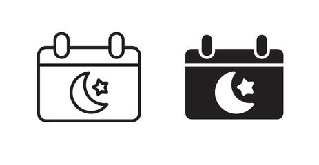 Ramadan calendar icon set vector graphics designs