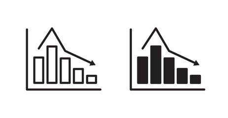 Reduction chart icon set vector graphics designs