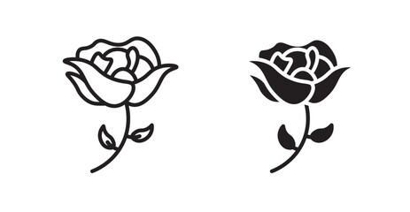 Rose flower icon set vector graphics designs