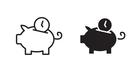 Save time icon set vector graphics designs