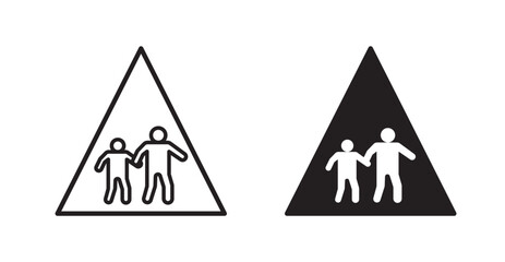 School crossing signs set vector graphics designs