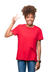 Beautiful young african american woman over isolated background showing and pointing up with fingers number two while smiling confident and happy.