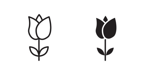Tulip icon set vector graphics designs