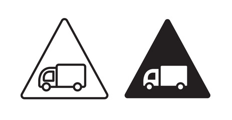 Truck warning signs set vector graphics designs