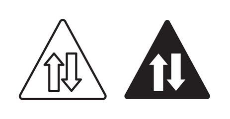 Two way traffic signs set vector graphics designs