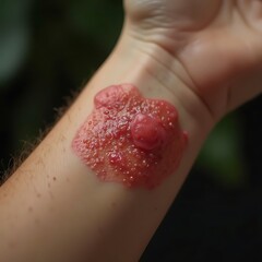 Fototapeta premium Close-up of a Red Substance on a Person's Wrist