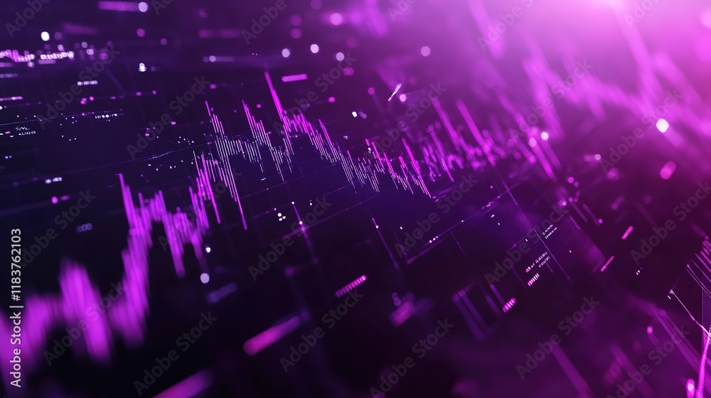 Poster mesmerizing purple forex chart backdrop, creating a visually captivating display of dynamic financia