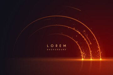 Circle light lines effect with sparks on red background