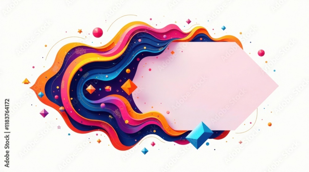 Poster Abstract Colorful Wave Design with Blank Space for Text and Geometric Shapes
