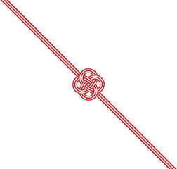 菜の花結びの水引のイラスト　帯あり　ななめ　背景透過