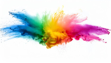 Obraz premium A vibrant explosion of colorful powder, showcasing a spectrum of hues in a dynamic and artistic display.
