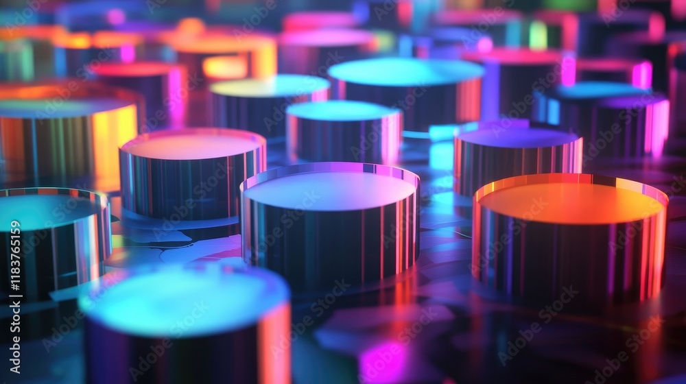 Fototapete an artistic view of multiple d pie charts floating in a virtual space, each chart representing vario