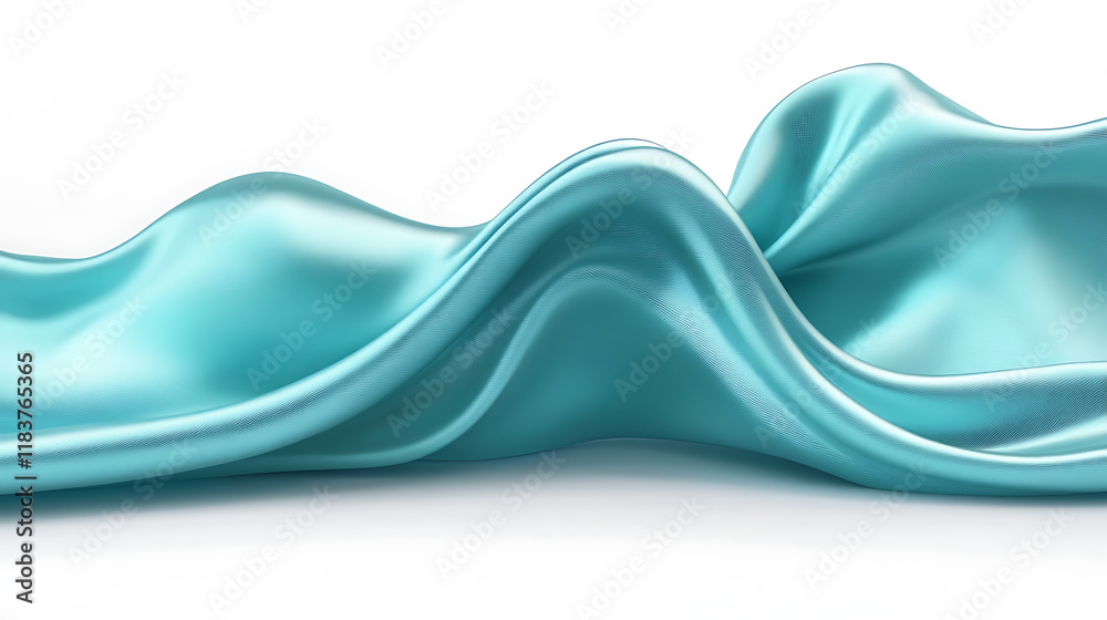 Poster flowing cyan cloth background, 3d rendering