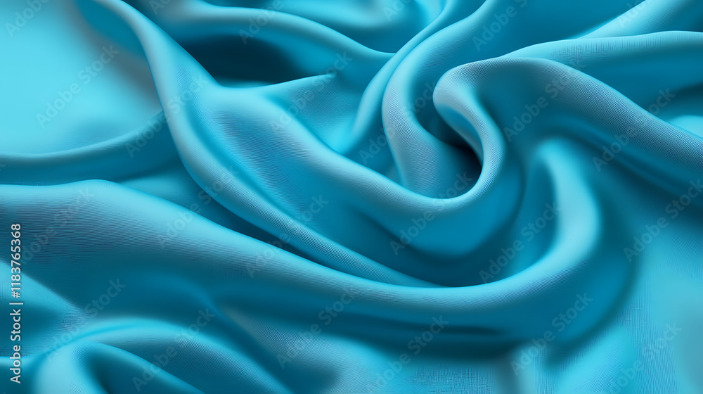 Poster flowing cyan cloth background, 3d rendering