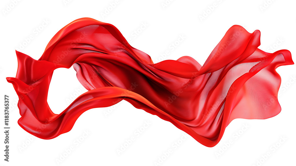 Poster flowing red cloth background, 3d rendering