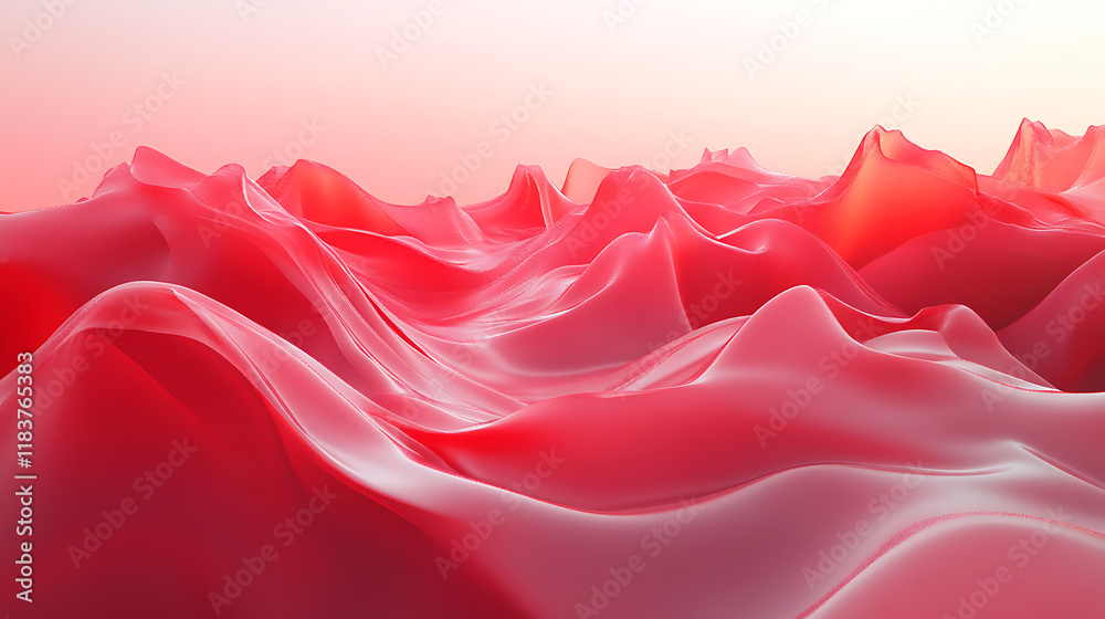 Poster flowing red cloth background, 3d rendering