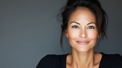 Fototapeta premium confident Asian woman with warm smile and natural beauty