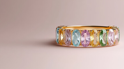 stunning gemstone studded ring featuring colorful stones and gold
