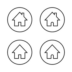 Homepage, home outline icon set on circle line. Web house page sign symbol