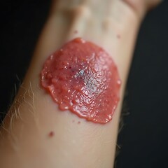 Fototapeta premium Close-up of Red Fruit Paste on Skin