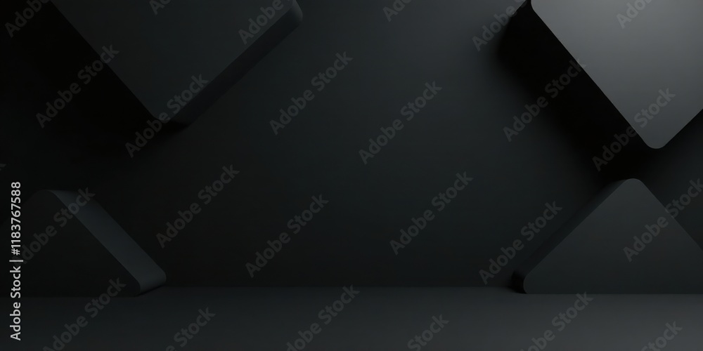 Poster Abstract Dark Background with Geometric Shapes and Shadows
