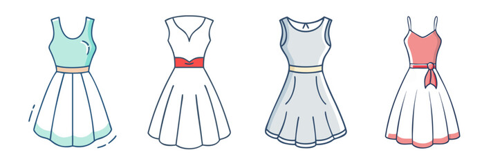 a line dress vector icon, clothing vector illustration - simple illustration of a line dress perfect for logos, and clothing-themed designs.