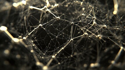 Abstract Metallic Network: A 3D Render of Interconnected Nodes