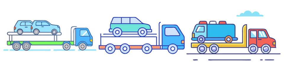 car carrier truck vector icon, vehicles vector illustration - simple illustration of car carrier truck perfect for logos, and vehicles-themed designs.
