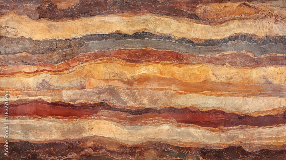 Poster Layered rock strata background texture with a high level of detail and variations in color and striation