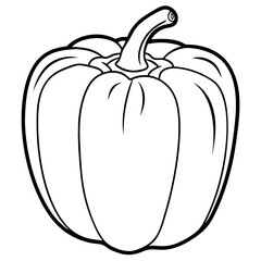 Bell Pepper. Vector Line Art Illustration