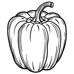 Bell Pepper. Vector Line Art Illustration