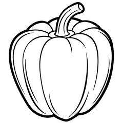 Bell Pepper. Vector Line Art Illustration