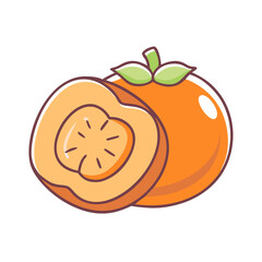 fuyu persimmon vector icon, fruit vector illustration - simple illustration of fuyu persimmon perfect for logos, and fruit-themed designs.