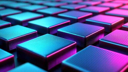Naklejka premium Abstract background of vibrant metallic cubes.