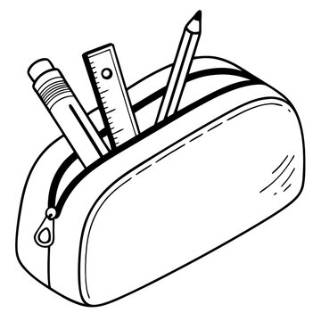 pencil case with school supplies clip art preview