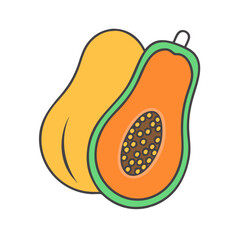 papaya vector icon, fruit vector illustration - simple illustration of papaya perfect for logos, and fruit-themed designs.