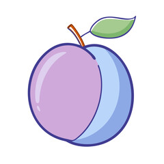 plum vector icon, fruit vector illustration - simple illustration of plum perfect for logos, and fruit-themed designs.