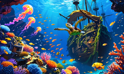 Enchanted Underwater Reef A Sunken Pirate Treasure Wonderland