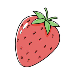 Obraz premium strawberry vector icon, fruit vector illustration - simple illustration of strawberry perfect for logos, and fruit-themed designs.