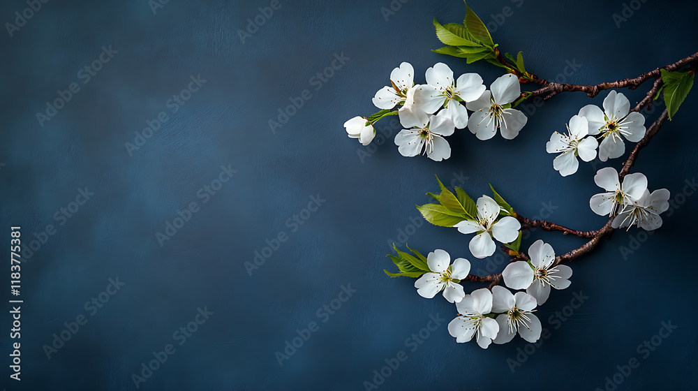Poster nowruz greeting card background with a branch of a blossoming cherry tree