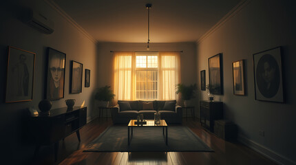 Luxurious High-Rise Apartment Living Room With Cityscape View