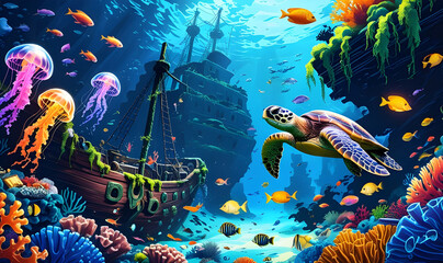 Enchanted Underwater Reef A Sunken Pirate Treasure Wonderland