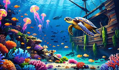 Enchanted Underwater Reef A Sunken Pirate Treasure Wonderland
