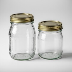 empty glass jar, canning and preserving. With cover and with lid. ,isolated 