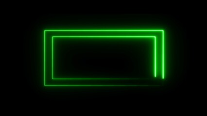 Neon light rectangular border icon illustration. Abstract neon sign rectangle icon illustration on black background.