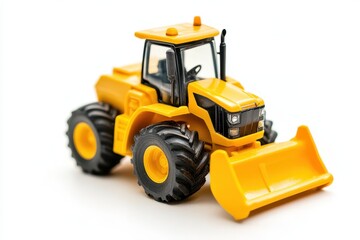 Fototapeta premium white background toy of a yellow tractor loader