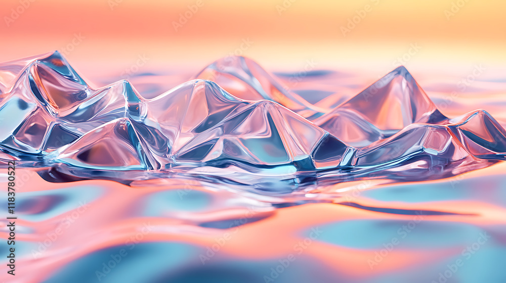 Poster Water surface with creative geometric structure, 3d rendering
