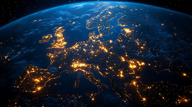 View from space of a sunrise over the uk and europe
