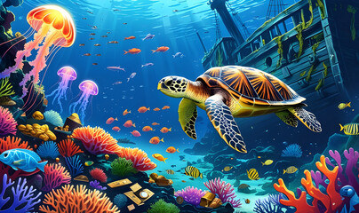 Enchanted Underwater Reef A Sunken Pirate Treasure Wonderland
