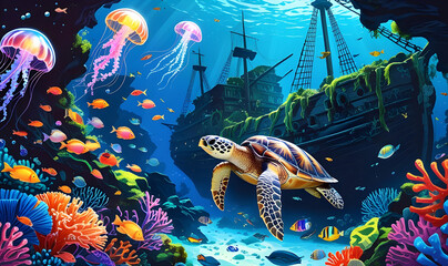 Enchanted Underwater Reef A Sunken Pirate Treasure Wonderland